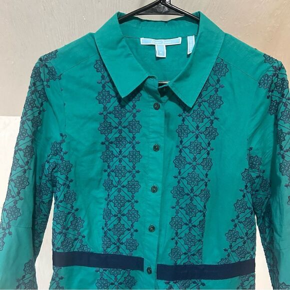 Draper James Floral Honeycomb Lace 3/4 sleeve Shirtdress - Picture 6 of 16